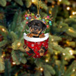 Rottweiler In Snow Pocket Christmas Ornament Flat Acrylic Dog Ornament
