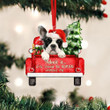 French Bulldog2 On The Red Truck Acrylic Christmas Ornament