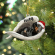 Personalized Black and Tan Dachshund Sleeping Angel Christmas Flat Acrylic Dog Ornament Memorial Dog Gift
