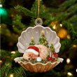 Pomeranian3  Sleeping in Pearl Dog Christmas Ornament Flat Acrylic