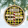 Christmas Family Members with Plaid Pattern Wood Ornament for Home Decor