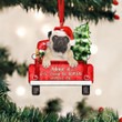 Pug On The Red Truck Acrylic Christmas Ornament