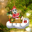 Great Pyrenees Sitting On A Cute Sleigh Ornament Flat Acrylic Funny Dog Ornament