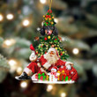 Dachshund And Santa Christmas Tree Shaped Ornament for Dog Lovers Acrylic Ornament
