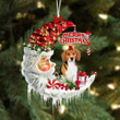 Beagle On The Moon Merry Christmas Hanging Ornament Flat Acrylic Dog Ornament
