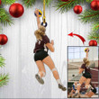 Custom Photo Volleyball Women Christmas Ornament for Her, Volleyball Man Ornament for Christmas Decor, 2D Flat Ornament