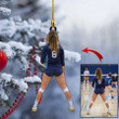 Custom Photo Volleyball Women Christmas Ornament for Her, Volleyball Man Ornament for Christmas Decor, 2D Flat Ornament