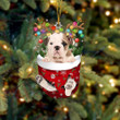 Old English Bulldog 1 In Snow Pocket Christmas Ornament Flat Acrylic Dog Ornament