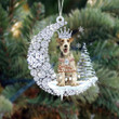 Fox Terrier Diamond Moon Shaped Flat Acrylic Moon Ornament