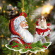 Red Border Collie and Santa Christmas Ornament for Dog Lovers, Dog Mom Acrylic Dog Ornament