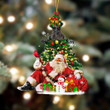 Schnauzer And Santa Christmas Tree Shaped Ornament for Dog Lovers Acrylic Ornament