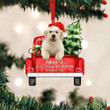 Golden Retriever On The Red Truck Acrylic Christmas Ornament