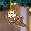 Otter Christmas Light Hanging Flat Acrylic Ornament