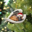Personalized Malinois Sleeping Angel Christmas Flat Acrylic Dog Ornament Memorial Dog Gift