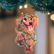 Dachshund Christmas Light Hanging Flat Acrylic Ornament