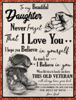 Veterans Blanket - To My Beautiful Daughter Never Forget That I Love You From Veteran Dad, Gift For Daughter Fleece Blanket - ATMTEE
