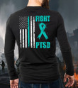 PTSD Shirt Fight PTSD Awareness American Flag Veteran Support Long Sleeve