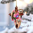 Floral Sloths Cross NI0111012XR Ornaments, 2D Flat Ornament