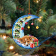 Corgi Sleep On The Moon Christmas YC0711125CL Ornaments, 2D Flat Ornament