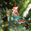 Pig Car Christmas YW0511031CL Ornaments, 2D Flat Ornament