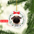 Personalized Pug Christmas NI1711021YR Ornaments, 2D Flat Ornament
