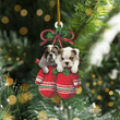Bulldog In Gloves Christmas YW0511113CL Ornaments, 2D Flat Ornament