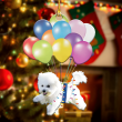 Bichon Frise Dog Flying With Bubbles YC0611485CL Ornaments, 2D Flat Ornament