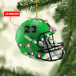 Personalized Green American Football XS0611015XB Ornaments, 2D Flat Ornament