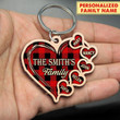 Personalized Family Heart Wooden 2D Keychain For Family Members