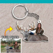 Personalized Deer Hunting Mom Keychain, Custom Photo Flat Acrylic Keychain for Mother