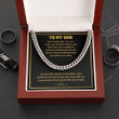 To My Son Cuban Link Chain Necklace Birthday Christmas Graduation Gift From Dad Mom With Message Card White - 1