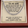 To My Son I Love You Never Forget That Whatever You Go Through Cuban Link Chain Necklace With Message Card Gift For Son White Gold Finish - 1