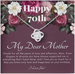 70th Birthday Necklace  My Dear Mother Red Flower Frame Card With Knot Love Pendant Necklace Box Gift For Mom Box Gift For Birthday Mothers Day Gift Gift For Mom On 70th Birthday - 1