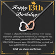 13th  Birthday Neaklace Interlock Heart Birthday Necklace for Women Girls Birthday Present for Daughter Granddaughter Sister Friends - 1