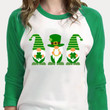 St Patrick's Day Shirts, Shamrock Irish,Patricks Day Gnomes Shirt 2ST-55 3/4 Sleeve Raglan