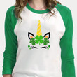 St Patrick's Day Unicorn Shirt,Shamrock Shirt,Saint Patricks Day Shirt 2ST-84 3/4 Sleeve Raglan