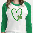 St Patrick's Day Shirts, Shamrock Irish Heart Shirt 2ST-98 3/4 Sleeve Raglan
