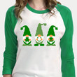 St Patrick's Day Shirts, Shamrock Irish,Patricks Day Gnomes Shirt 2ST-58 3/4 Sleeve Raglan