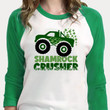 St Patrick's Day Shirts, Shamrock Crusher irish Monster Truck 1ST-14 3/4 Sleeve Raglan