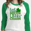 St Patrick's Day Shirts, Little Mister Lucky Shamrock 1ST-24 3/4 Sleeve Raglan