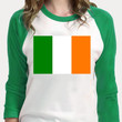 St Patrick's Day Shirts, Irish Flag Shirt 2ST-89 3/4 Sleeve Raglan