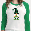 St Patricks Day Gnome Shirt,Shamrock Shirt 2ST-51 3/4 Sleeve Raglan