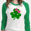 St Patrick's Day Shirts, Cute Shamrock Irish Shirt 2ST-76 3/4 Sleeve Raglan