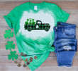 Happy St Patricks Day Shirt, Shamrock Shirt, Vintage Truck Shirt 2ST-61 Bleach Shirt