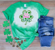St Patrick's Day Shirts, Lucky Shirt, Little Miss Lucky Shamrock 1ST-22 Bleach Shirt