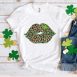 Funny St Patrick's Day Shirts, Leopard Lips Shamrock Shirt, Lips Irish 3ST-45 T-Shirt