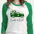 St Patrick's Day Shirts, Shamrock Truck Shirt, Loads Of Luck 3ST-72 3/4 Sleeve Raglan