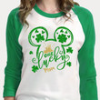 Cute St Patrick's Day Shirts, Mom Shamrock Shirt, One Lucky Mom 3ST-31 3/4 Sleeve Raglan