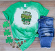 Vintage St Patrick's Day Shirts, Leopard Shamrock Shirt, Thick Thighs Lucky Vibes 3ST-41 Bleach Shirt