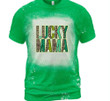 St Patrick's Day Shirts, Leopard Mama Shamrock Shirt, Lucky Mama 3ST-28 Bleach Shirt